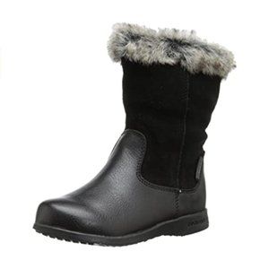 NEW pediped Flex Kid Mia Waterproof Leather Faux Fur Trim Cuff Zip Up Tall Boot